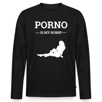 porno - T-shirt manches longues Premium bio Homme - noir - Devant - Nico (187cm)