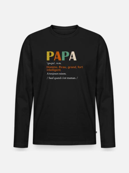 Mann Papa Definition - Männer Premium Bio Langarmshirt - Schwarz
