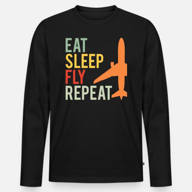 Pilot Aviation Flugzeug Fliegen Spruch Geschenk - Männer Premium Bio Langarmshirt - Schwarz