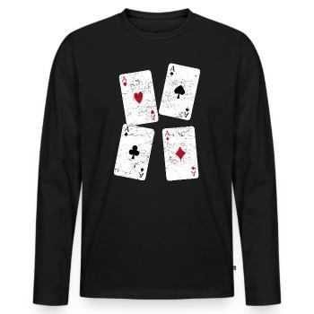 Playing cards cards ace card game gift funny - Men's Premium Organic Long Sleeve Shirt - black - Front - Nico (187cm)