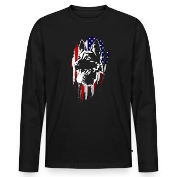 Deutscher Schäferhund Patriotisch - Männer Premium Bio Langarmshirt - Schwarz - Vorne - Nico (187cm)