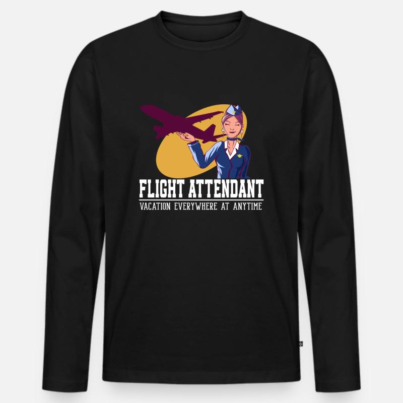 Flight Attendant Vacation Everywhere - Männer Premium Bio Langarmshirt - Schwarz