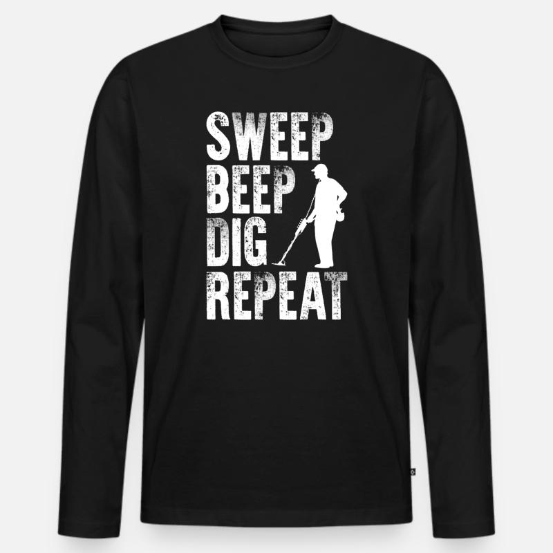 Sweep Beep Dig Repeat - Männer Premium Bio Langarmshirt - Schwarz