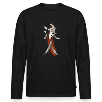 Symbole japonais Kanji pour Ronin - T-shirt manches longues Premium bio Homme - noir - Devant - Nico (187cm)