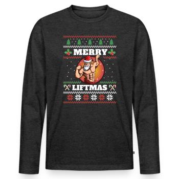 Motif de Noël liftant - T-shirt manches longues Premium bio Homme - anthracite chiné - Devant - Nico (187cm)