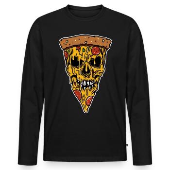 Tueur de pizza - T-shirt manches longues Premium bio Homme - noir - Devant - Nico (187cm)