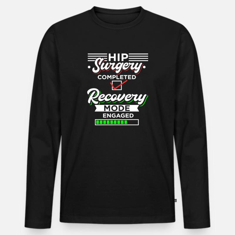 Hip Replacement Hip Surgery Gift - Men's Premium Organic Long Sleeve Shirt - black