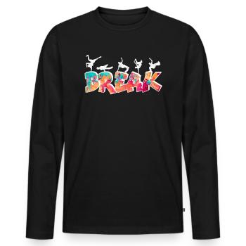 Breakdance Bboy Bgirl HipHop - Männer Premium Bio Langarmshirt - Schwarz - Vorne - Nico (187cm)