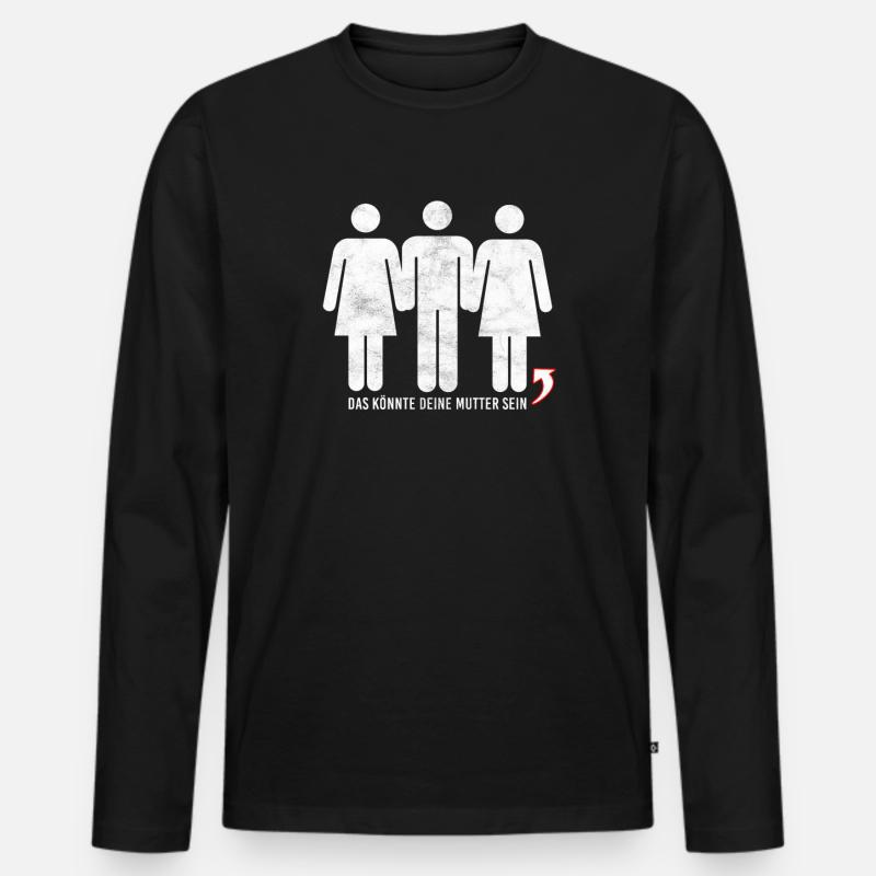 Dreier Beziehung - Deine Mutter witzig - Männer Premium Bio Langarmshirt - Schwarz
