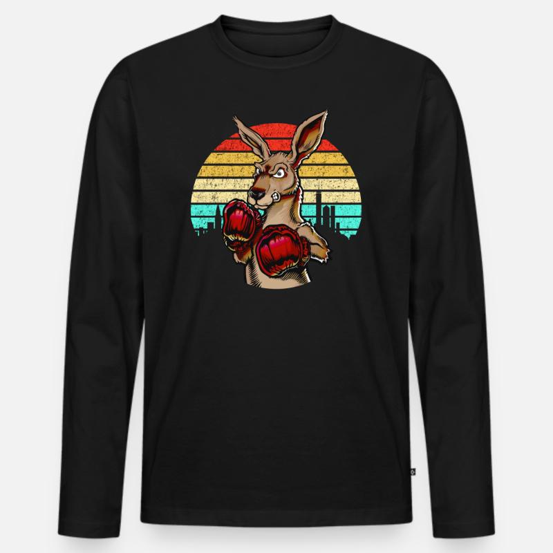 Kampfsport Känguru - Männer Premium Bio Langarmshirt - Schwarz