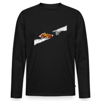 Die Göttliche Currywurst - Männer Premium Bio Langarmshirt - Schwarz - Vorne - Nico (187cm)