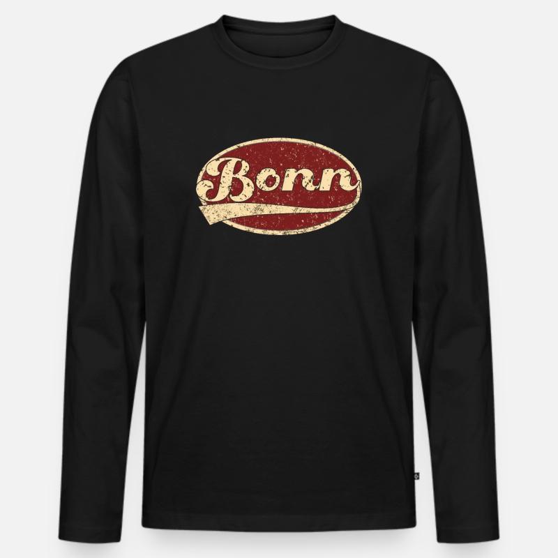 Bonn Retro Tshirt Geschenk - Männer Premium Bio Langarmshirt - Schwarz