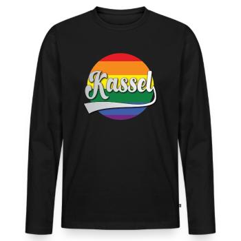 Kassel Arc-en-ciel Tshirt contre l’intolérance - T-shirt manches longues Premium bio Homme - noir - Devant - Nico (187cm)