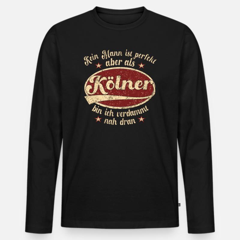 Köln Retro der perfekte Kölner Mann Spruch - Männer Premium Bio Langarmshirt - Schwarz