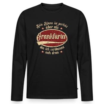Frankfurt Retro der perfekte Frankfurter Mann - Männer Premium Bio Langarmshirt - Schwarz - Vorne - Nico (187cm)
