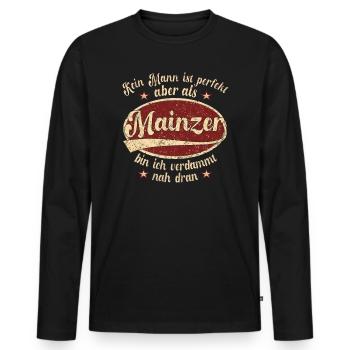 mainz Retro der perfekte mainzer Mann - Männer Premium Bio Langarmshirt - Schwarz - Vorne - Nico (187cm)