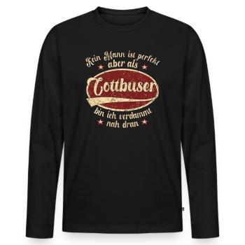 Cottbus Retro der perfekte Cottbuser Mann Spruch - Männer Premium Bio Langarmshirt - Schwarz - Vorne - Nico (187cm)