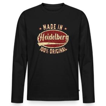 Made in Heidelberg 100 % original Heidelberger - T-shirt manches longues Premium bio Homme - noir - Devant - Nico (187cm)