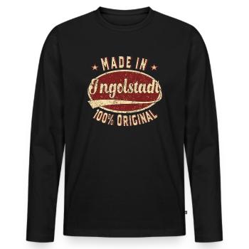 Made in Ingolstadt 100 % original Ingolstädter - T-shirt manches longues Premium bio Homme - noir - Devant - Nico (187cm)
