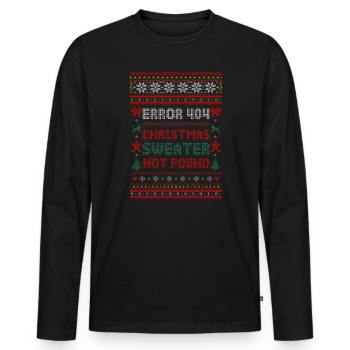Erreur 404 - Pull de Noël introuvable - T-shirt manches longues Premium bio Homme - noir - Devant - Nico (187cm)