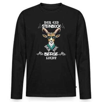 Nur ein Steinbock der die Berge liebt Sternzeichen - Männer Premium Bio Langarmshirt - Schwarz - Vorne - Nico (187cm)