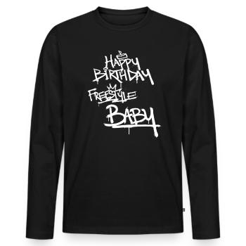 Happy Birthday Freestyle Baby Graffiti Schrift - Männer Premium Bio Langarmshirt - Schwarz - Vorne - Nico (187cm)