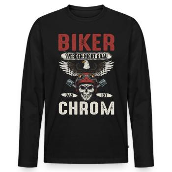Biker Motorradfahrer Chrom - Männer Premium Bio Langarmshirt - Schwarz - Vorne - Nico (187cm)