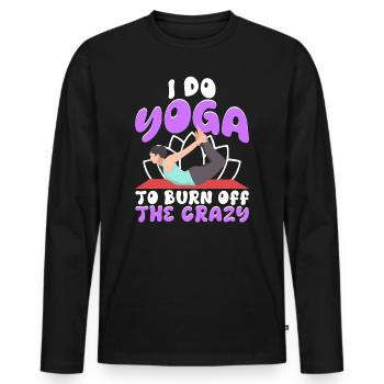 Je fais du yoga pour brûler les fous - T-shirt manches longues Premium bio Homme - noir - Devant - Nico (187cm)
