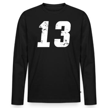 Cool Number 13 - 13 Years Old 13th Birthday Gift - Men's Premium Organic Long Sleeve Shirt - black - Front - Nico (187cm)