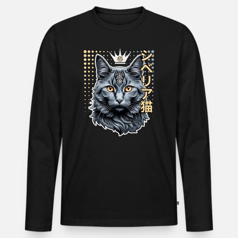 Sibirische Katze - Männer Premium Bio Langarmshirt - Schwarz