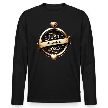 Commémorative nuptiale d’or - T-shirt manches longues Premium bio Homme - noir - Devant - Nico (187cm)