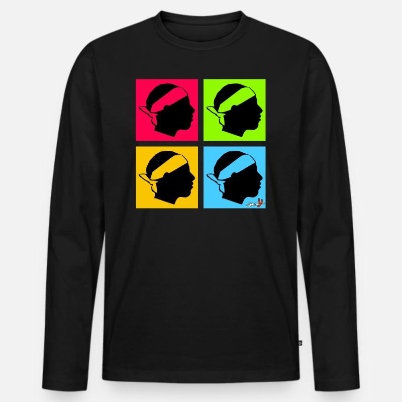 4 Mori Pop - Männer Premium Bio Langarmshirt - Schwarz