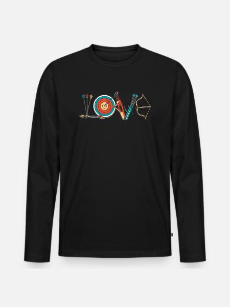 Archer Arrow & Bow Archery Gift - Men's Premium Organic Long Sleeve Shirt - black