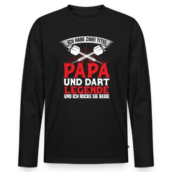 Papa Und Dart Legende Dartboard Darts Geschenk - Männer Premium Bio Langarmshirt - Schwarz - Vorne - Nico (187cm)