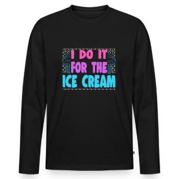 Je le fais pour la glace glace gelato dessert popsicle - T-shirt manches longues Premium bio Homme - noir - Devant - Nico (187cm)