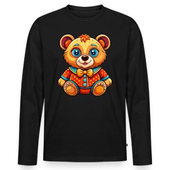 Pretty Teddy - Men's Premium Organic Long Sleeve Shirt - black - Front - Nico (187cm)