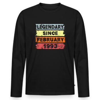 Legendary since February 1993 - Geburtstag - Männer Premium Bio Langarmshirt - Schwarz - Vorne - Nico (187cm)