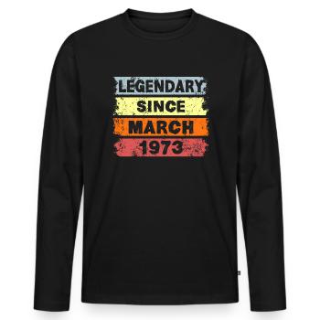 Legendary since March 1973 - Geburtstag - Männer Premium Bio Langarmshirt - Schwarz - Vorne - Nico (187cm)