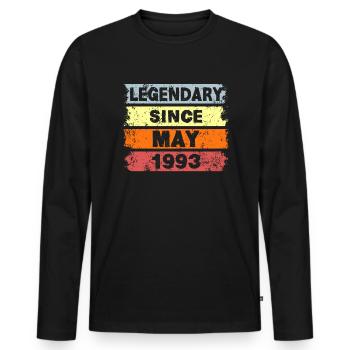 Legendary since May 1993 - Geburtstag - Männer Premium Bio Langarmshirt - Schwarz - Vorne - Nico (187cm)