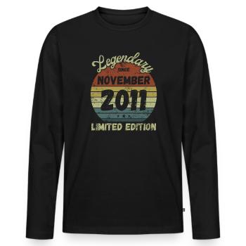 Legendary since November 2011 - Geburtstag - Männer Premium Bio Langarmshirt - Schwarz - Vorne - Nico (187cm)