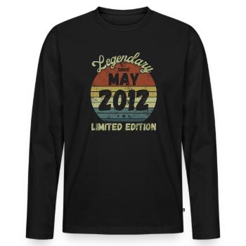 Légendaire depuis mai 2012 - Anniversaire - T-shirt manches longues Premium bio Homme - noir - Devant - Nico (187cm)