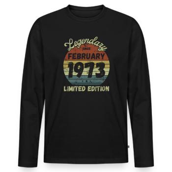 Legendary since February 1973 - Geburtstag - Männer Premium Bio Langarmshirt - Schwarz - Vorne - Nico (187cm)