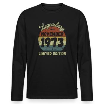 Legendary since November 1973 - Geburtstag - Männer Premium Bio Langarmshirt - Schwarz - Vorne - Nico (187cm)