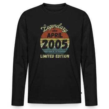 Legendary since April 2005 - Geburtstag - Männer Premium Bio Langarmshirt - Schwarz - Vorne - Nico (187cm)