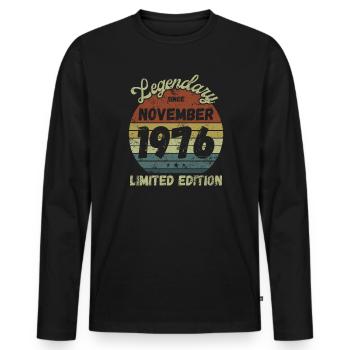 Legendary since November 1976 - Geburtstag - Männer Premium Bio Langarmshirt - Schwarz - Vorne - Nico (187cm)