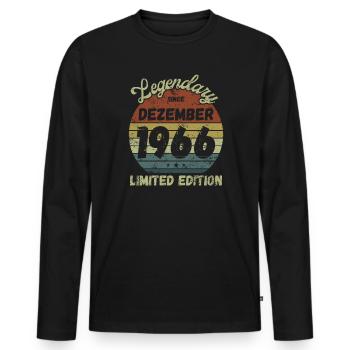 Legendary since Dezember 1966 - Geburtstag - Männer Premium Bio Langarmshirt - Schwarz - Vorne - Nico (187cm)