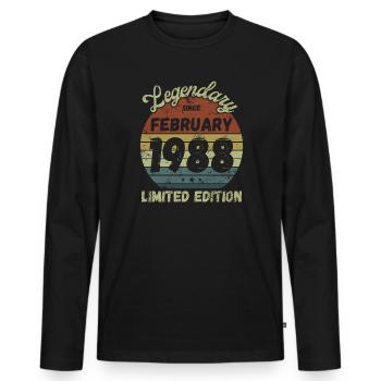 Legendary since February 1988 - Geburtstag - Männer Premium Bio Langarmshirt - Schwarz - Vorne - Nico (187cm)