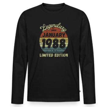 Legendary since January 1988 - Geburtstag - Männer Premium Bio Langarmshirt - Schwarz - Vorne - Nico (187cm)