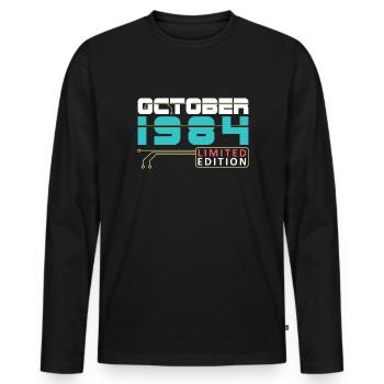 October 1984 - Birthday in October - Men's Premium Organic Long Sleeve Shirt - black - Front - Nico (187cm)