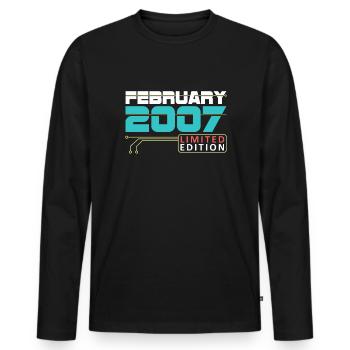 February 2007 - Birthday in February - Men's Premium Organic Long Sleeve Shirt - black - Front - Nico (187cm)